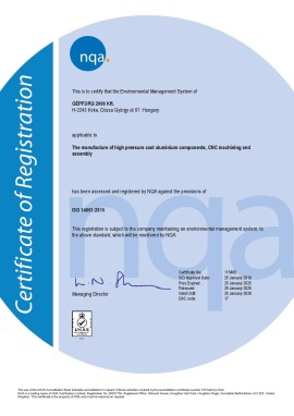 Gépforg 2000 Fémmegmunkáló Kft. - Tanusítvány